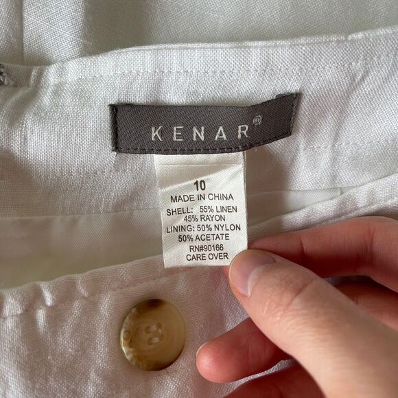 Kenar White Linen Blend Wide Leg Pants Women's Sz 10 New - Picture 5 of 5